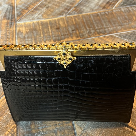 Vintage Susan Gail Original black leather handbag with beautiful gold details. - Picture 2 of 4
